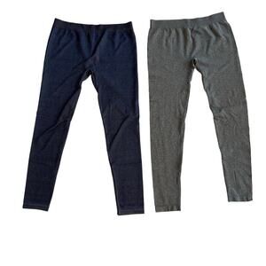 BASIC Lot of Two Lightweight Stretch Leggings, One Heather Blue, One Gray Size L
